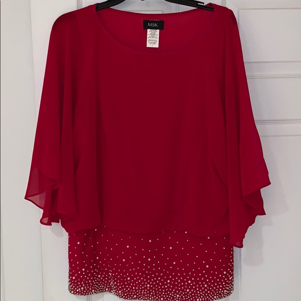Msk red embellished band top
